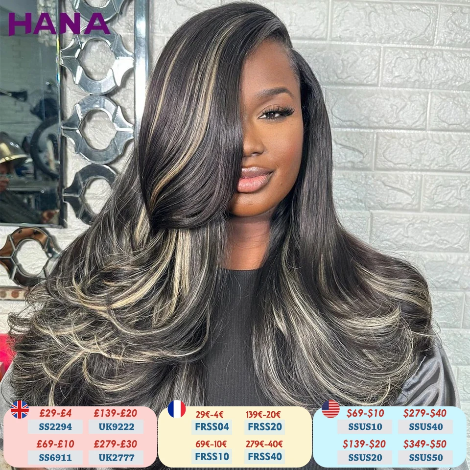 

P1B/27 Platinum Blonde Colored 13X4 13x6 Lace Front Human Hair Wigs 180%Density Highlights Blonde Body Wave 5x5 Lace Closure Wig