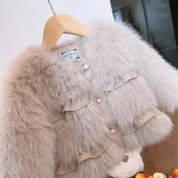 Girls Coat Jacket Winter Cotton Windbreak 2023 Hairy Warm Plus Thicken Velvet Teenagers Sport Gift Children's Clothing