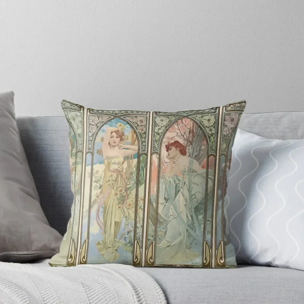 

Alphonse Mucha Alfons Mucha Times of the Day Throw Pillow Pillow Cover pillow pillowcase