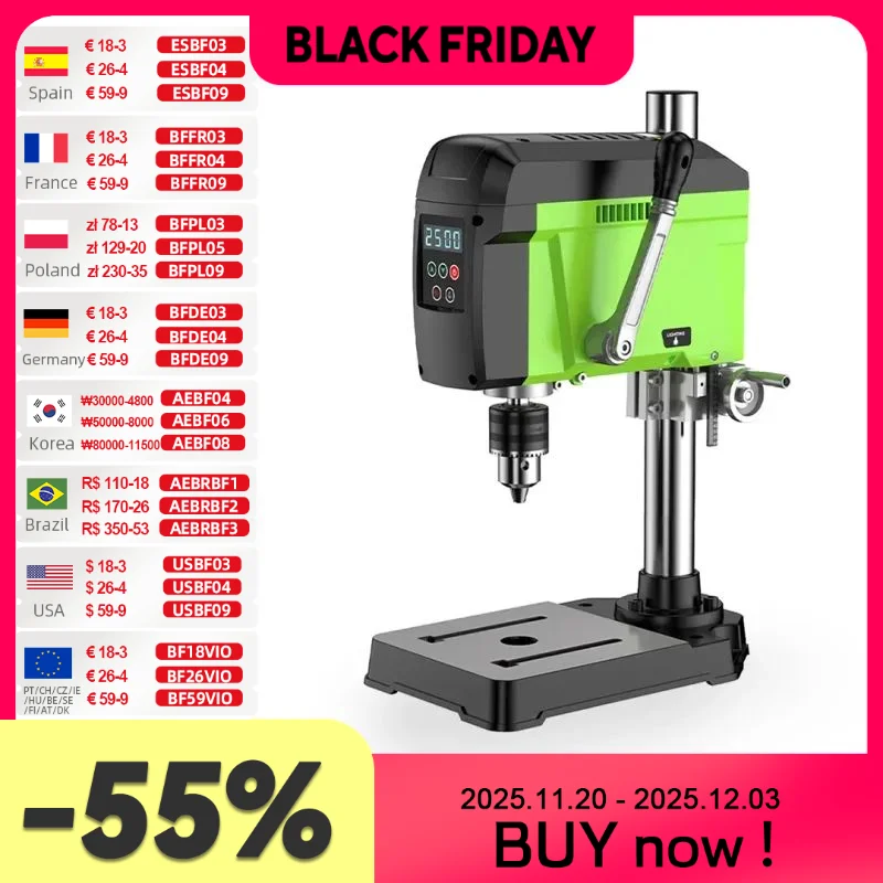 Allsome Benchtop Kẹp Mũi Khoan, Tốc Độ Biến Đổi Máy Khoan BG-5168E BG-516809