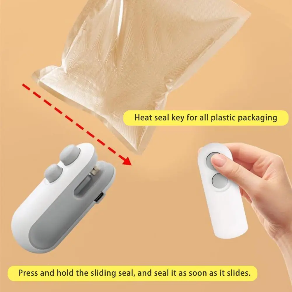 Heat Bag Sealer Portable Mini Bag Sealer with Cutter Magnetic Usb Rechargeable Technology for Snacks Food Vacuum Bag Heat