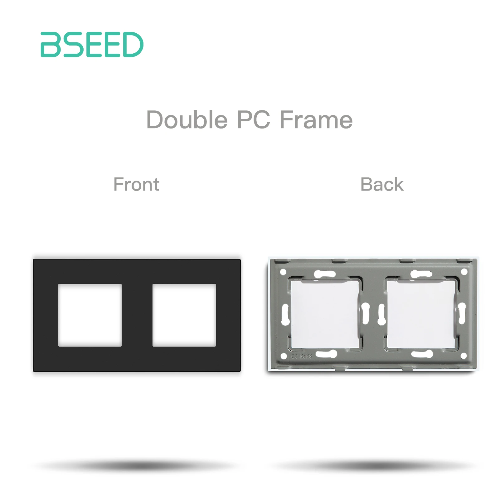 ​BSEED EU Standard Plastic Panel Wall Socket Frame PC Frame With Metal Plate 86/157/228/299mm White Black Golden Gray