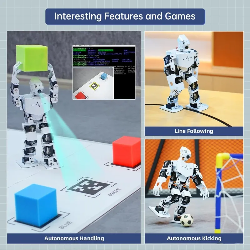 AI อัจฉริยะ Visual Humanoid หุ่นยนต์ขับเคลื่อนโดย Raspberry Pi 5 8GB,ชุดหุ่นยนต์ DIY สําหรับวัยรุ่นและผู้ใหญ่รองรับ App,Pyt