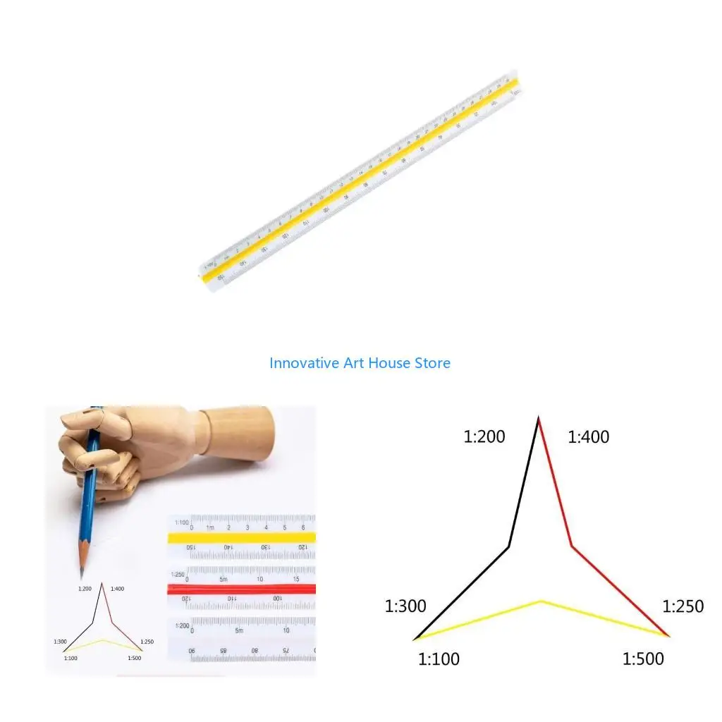 E1PC Triangular Ruler 1:100, 1:200, 1:250, 1:300, 1:500 Architectural Ruler