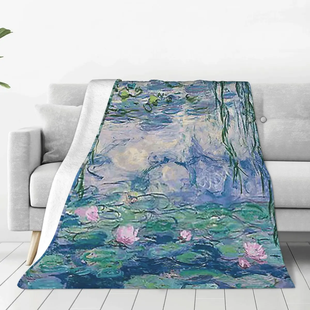 Water Lilies Claude Monet Fine A Blanket Soft Warm Flannel Throw Blanket Cover for Bed Living room Picnic Travel Home Sofa