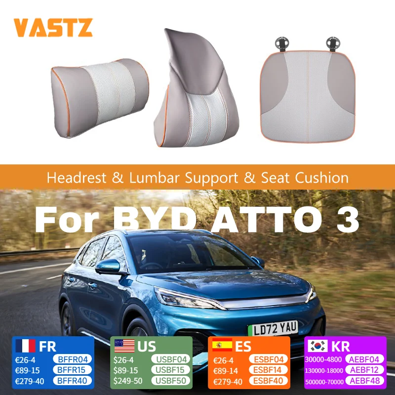 

Car Neck Pillow Lumbar Cushion Set for BYD Yuan Plus 2022-2025 Breathable Head Lumbar Seat Back Cushion Car Interior Accessories