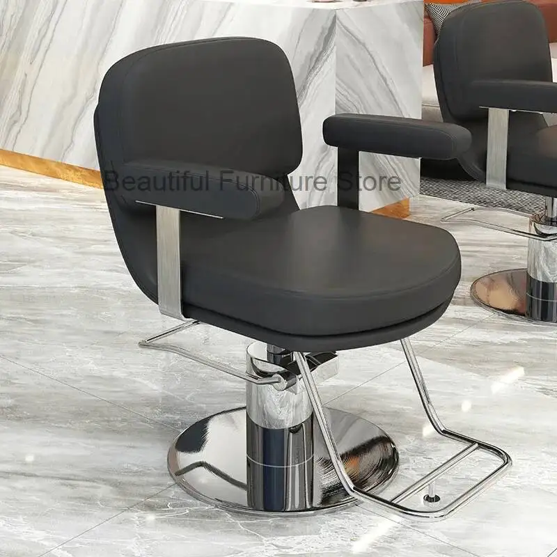 

Роскошное классическое парикмахерское кресло для салона красоты, черное, недорогое, с подъемным механизмом, подставкой для ног, профессиональными подлокотниками, мебель для барбершопа
