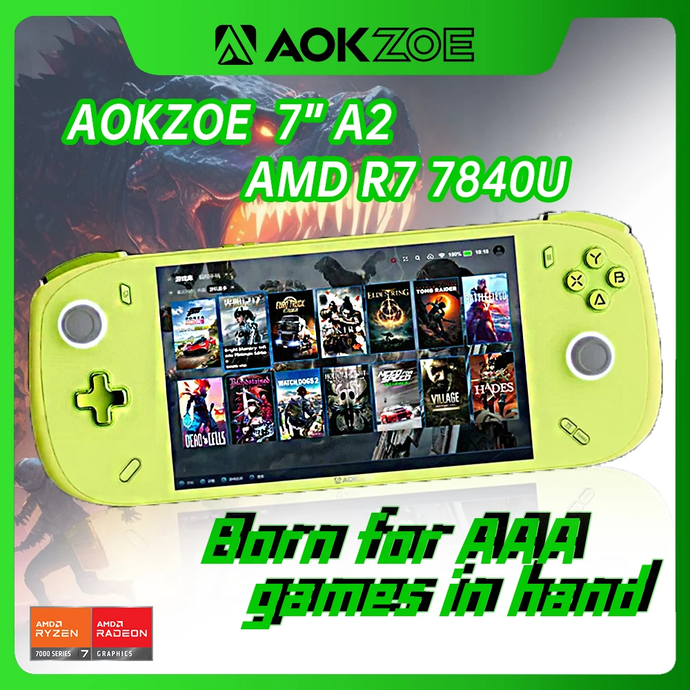 

AOKZOE A2 7" AMD Ryzen 7 7840U PC Handheld Game Console LPDDR5X WiFi6E Touch Screen Windows 11 3A PC Games,Discount For Follower