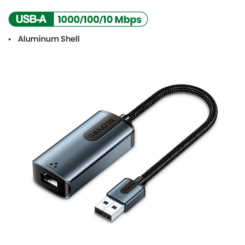 SAMZHE USB Ethernet USB 3.0 naar RJ45 USB-hub voor computer, Ethernet-adapter, netwerkkaart, USB, Xiaomi Mi Box, Nintendo Switch.