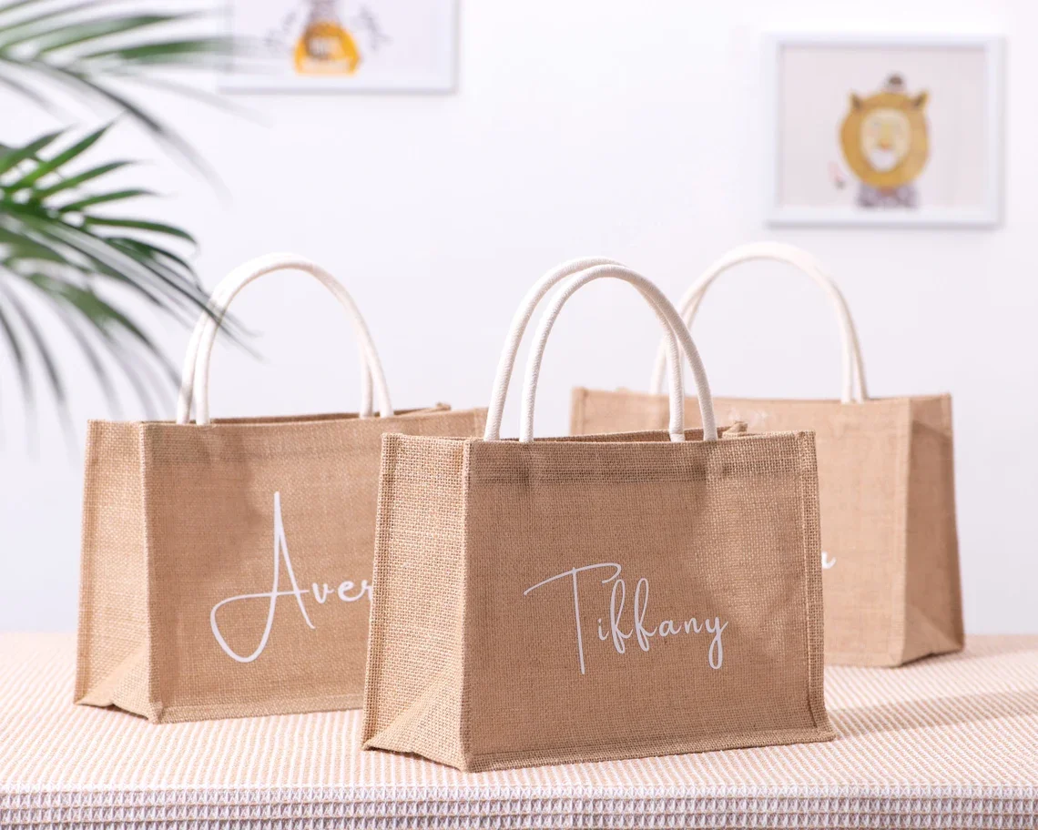 Personalized Bridesmaid Tote Bags with Scarf, Maid of Honor Tote Bag, Bridesmaid Gifts, Wedding Gift, Women Gift, Girlfriend Bag