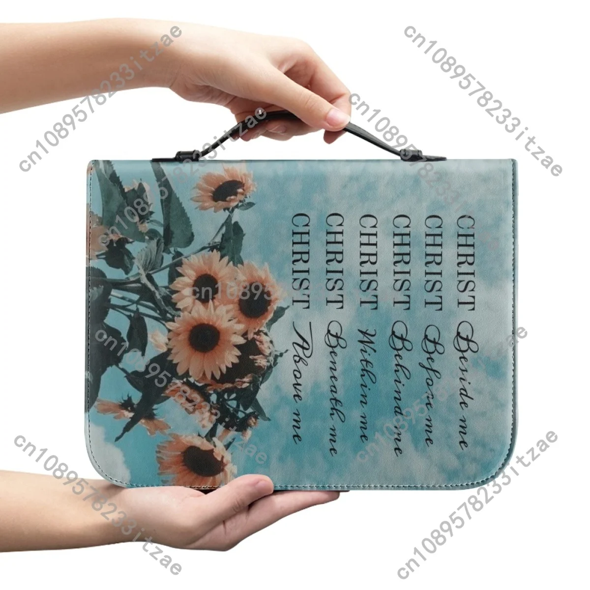 حافظة غطاء الكتاب المقدس النسائية ترنيمة الكتاب المقدس طباعة جلدية انغلق مقبض أكياس تخزين الكتاب المقدس حقائب اليد المحمولة العملية Paquete Biyblico