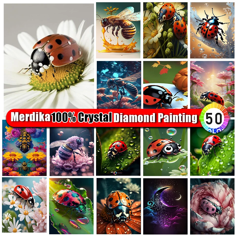 100% Crystal Diamond Painting Ladybugs Insect 5d Diamond Mosaic Embroidery Animal for Children Gift Handicraft Home Decoration