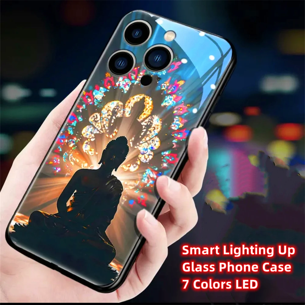 Buddhaland Gleams Design Schallgesteuerte LED-Blitzhüllen Leuchtende Glasabdeckung für Samsung S26 S25 S24 S23 S22 S21 FE Plus Ultra – Detail 25
