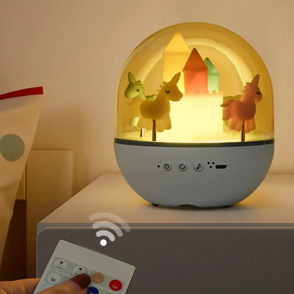 

LED Carousel Night Light Music Silicone Projector Home Decoration Light USB Charging Dimming Desk Lamp Holiday Gift