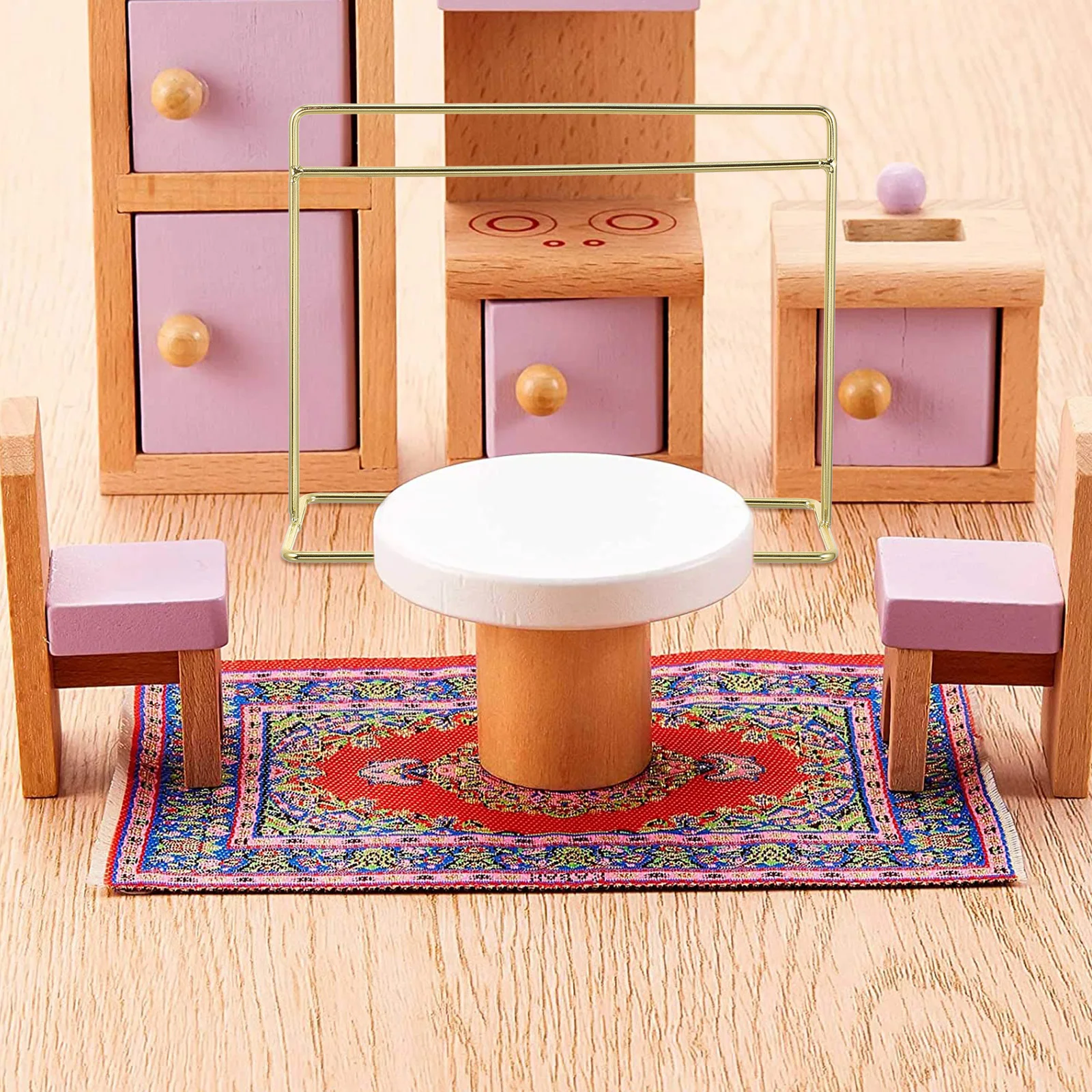 

1Pcs Mini Iron Display Shelf Small House Rack Stand for Miniature Display and House Decoration Supplies Miniature Iron Stand