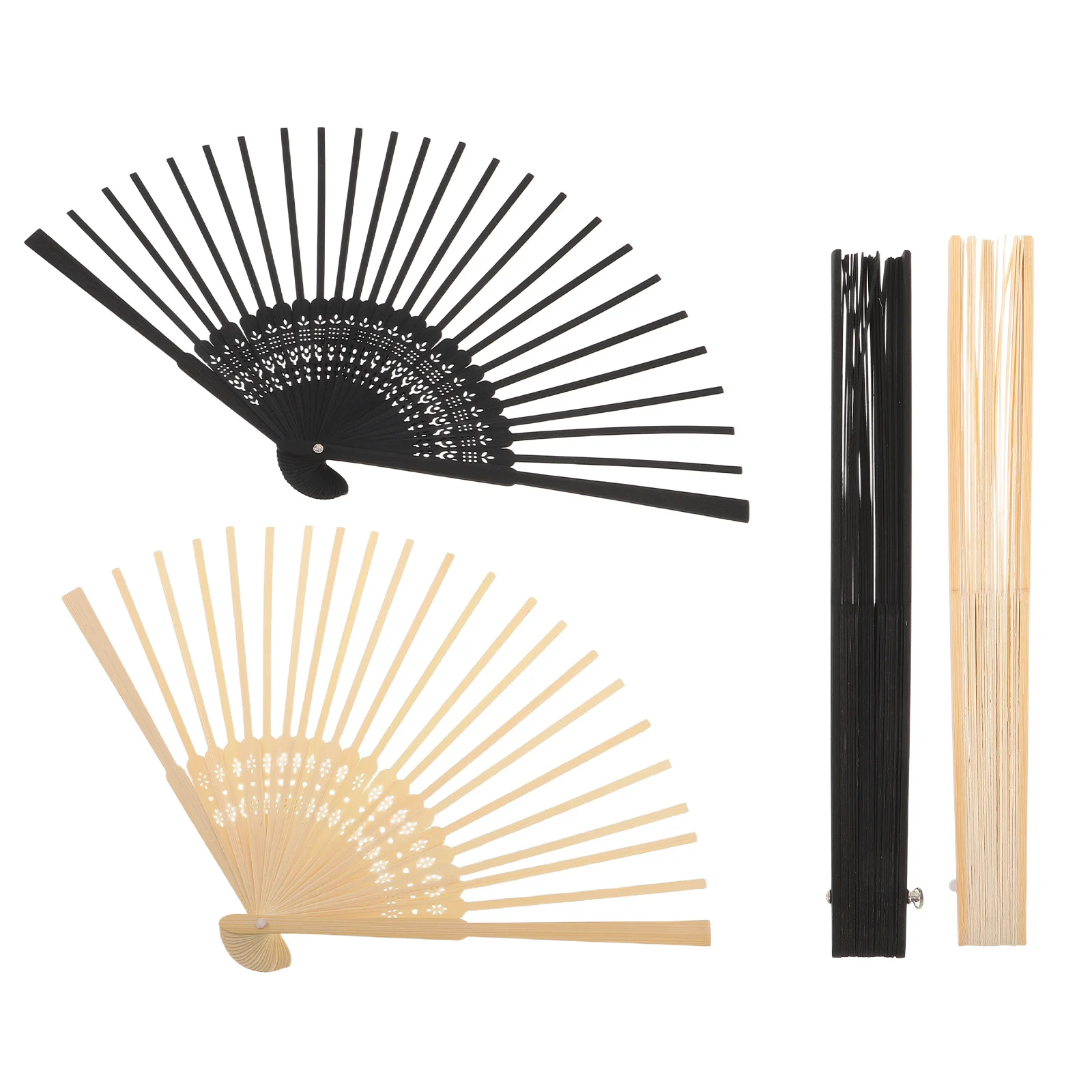 

4pcs Bamboo Folding Fan Frame Blank Ribs Unfinished Wooden Diy Hand Fan Material For Wedding Festival Craft Ancient Style