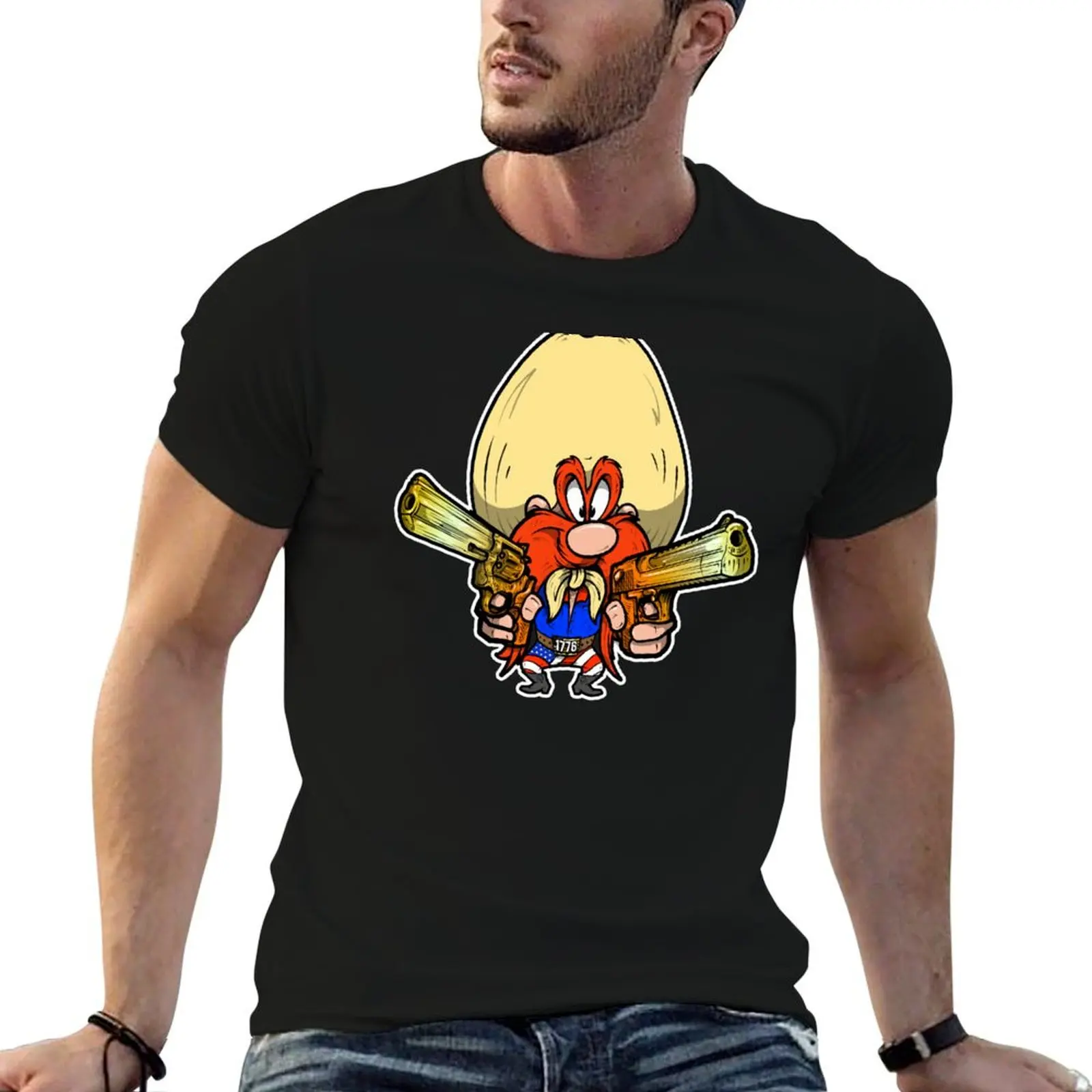 

brand Cowboy tshirt Firearms men Cartoon Illustration Sam man cotton shirt Murica luxury T-Shirt 100% t