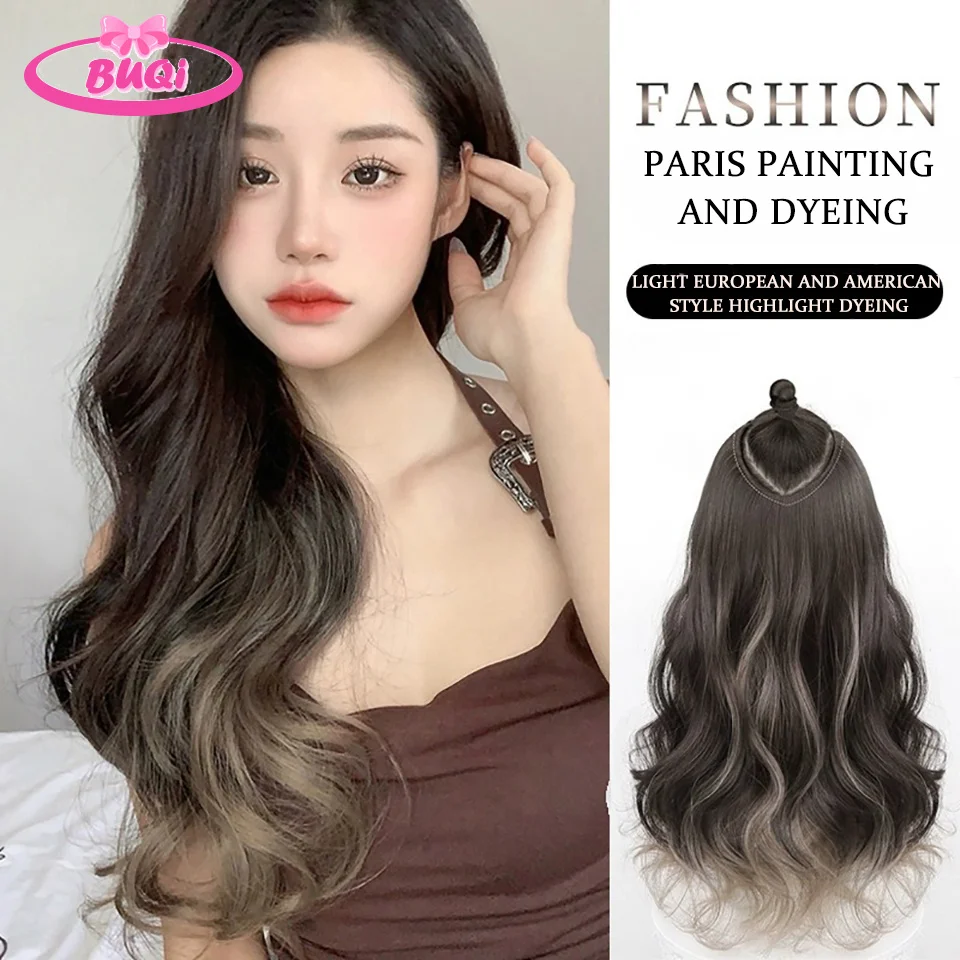 BUQI Synthetic Invisable Straight Hair Pads Clip In One Piece Increase hair volume Hair Extensions Top Side Cover