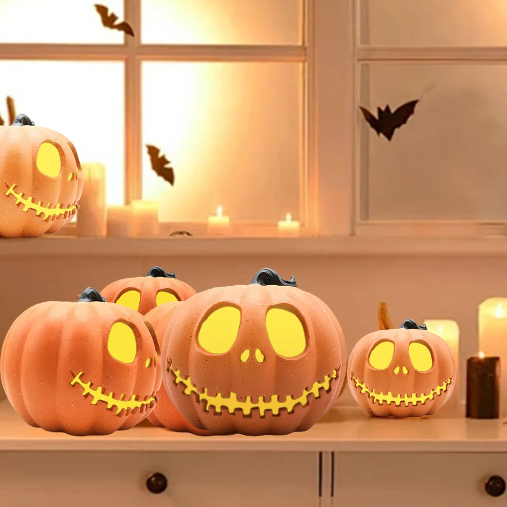 Halloween LED Pumpkin Lantern Decor Pumpkin Lamp Plastic Flashing Jack O Lantern Battery Operated Halloween Pumpkin Decorations