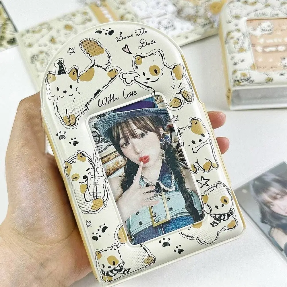 Cute 32 Pockets Mini Photo Album Hollow Cartoon Photo Holder with Button 3 Inch Photocard Holder