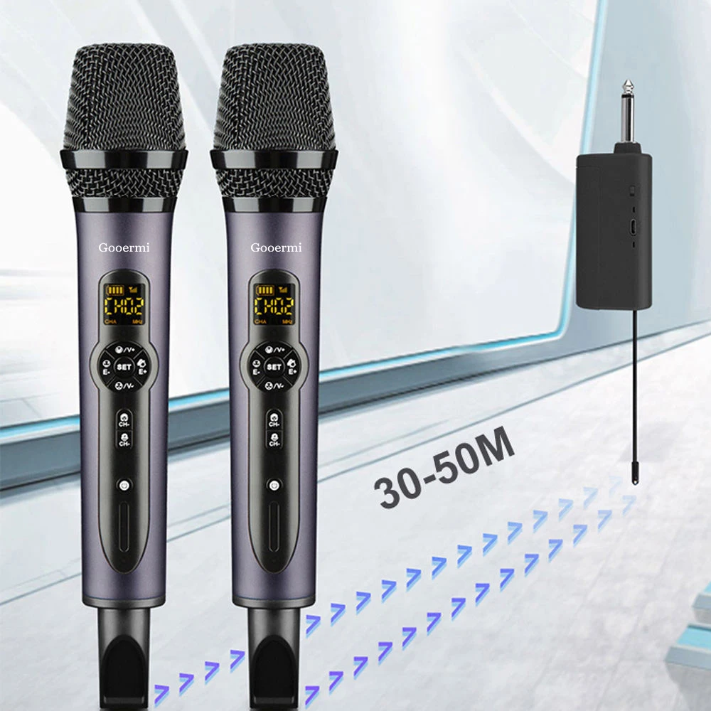 Gooermi K08 Wireless UHF Portable Microphone Built-in DSP Clip Handheld Micoophone for Interview/Speech/Performance