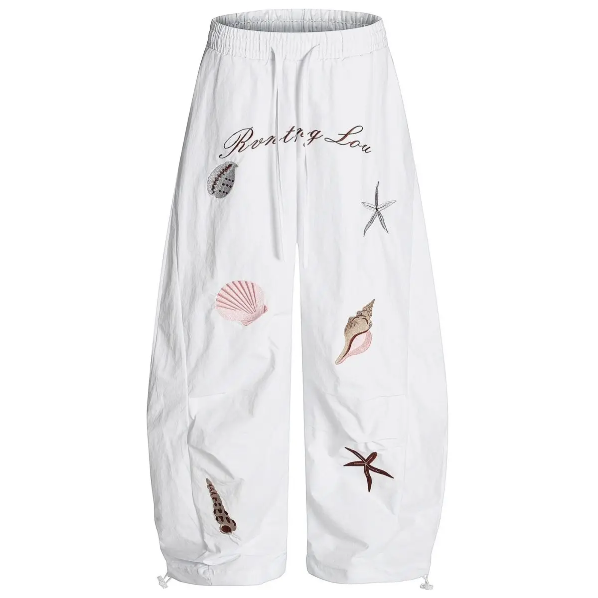 

Женские милые пляжные брюки-парашюты с вышивкой ракушек и морских звезд, на эластичном шнурке, свободного кроя, повседневные