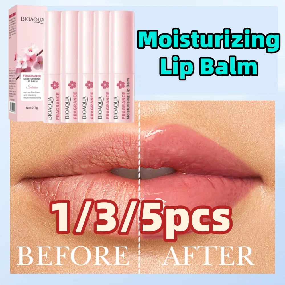 

1/3/5pcs BIOAOUA Sakura Fragrance Moisturizing Lip Balm Long-lasting Moisturizing Lipstick Temperature Change Color Makeup Care