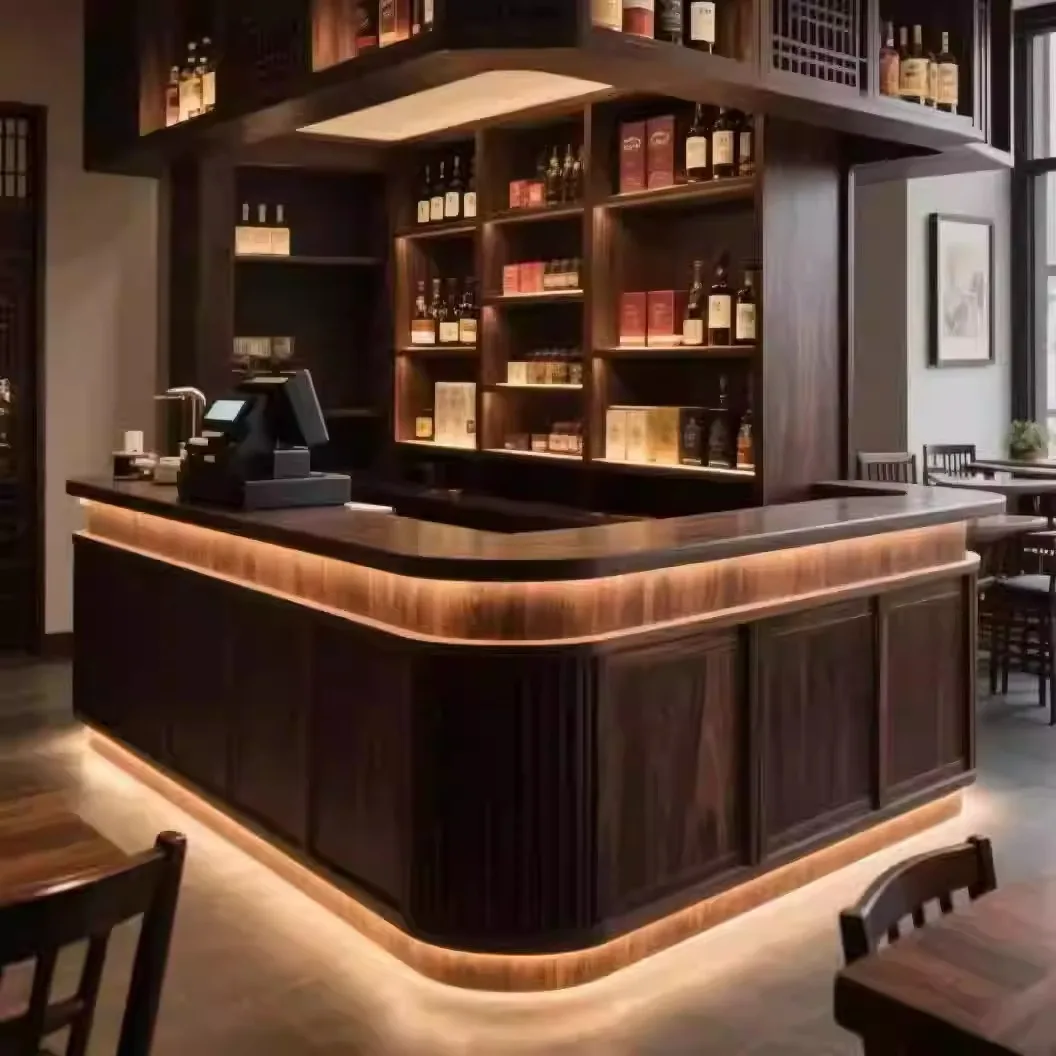 Bar Counter High Quality Customizable Coffee Shop Or Mall Wooden Bar Counter