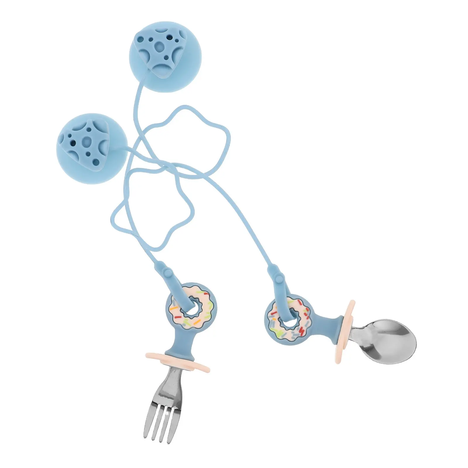 1Set Toddler Utensils Set Silicone Grip Stainless Steel Spoon and Fork Baby Feeding Set for Self-Feeding Training Travel