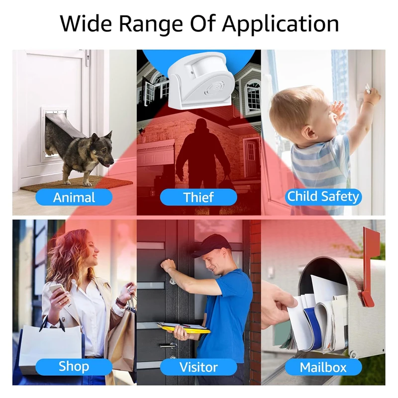 Sensore di movimento a infrarossi, allarme musicale, adatto per campanello per ospiti, benvenuto per hotel in negozio a casa, sistema di sicurezza familiare, uso esterno,