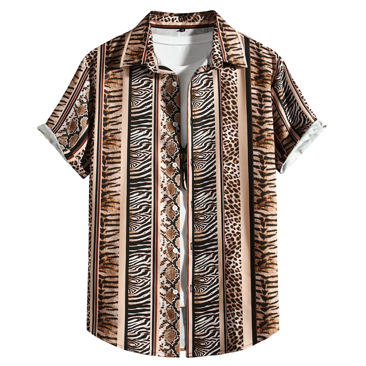 

Sexy Leopard Tiger Pattern Print Hawaiian Shirt Men 2023 Summer Casual Short Sleeve Button Beach Shirts Men Club Rock Party Tops