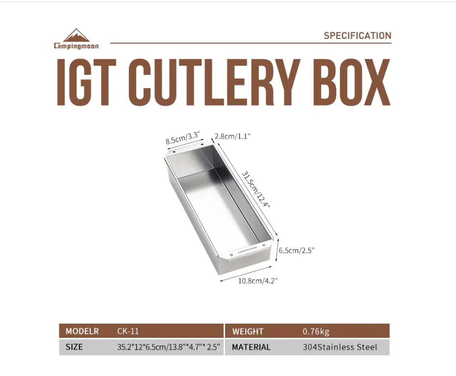 CAMPINGMOON CK-11 Outdoor Camping Reise Picknick Besteck Utensil Edelstahl Lebensmittelbehälter Gemüsebox – Detail 1