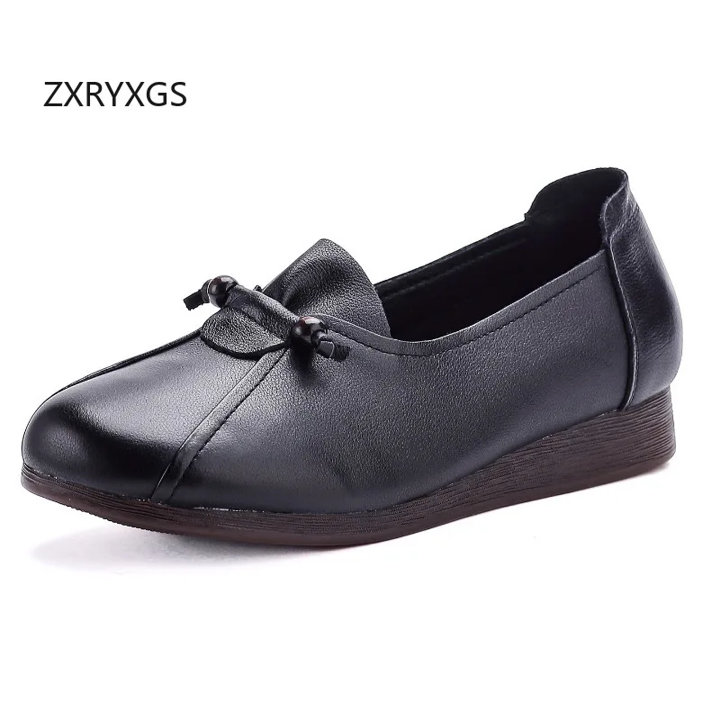 

ZXRYXGS/2021, осенняя классическая женская обувь из натуральной кожи в стиле ретро, удобная элегантная модная обувь на плоской подошве с мягкой подошвой, женская банкетная обувь