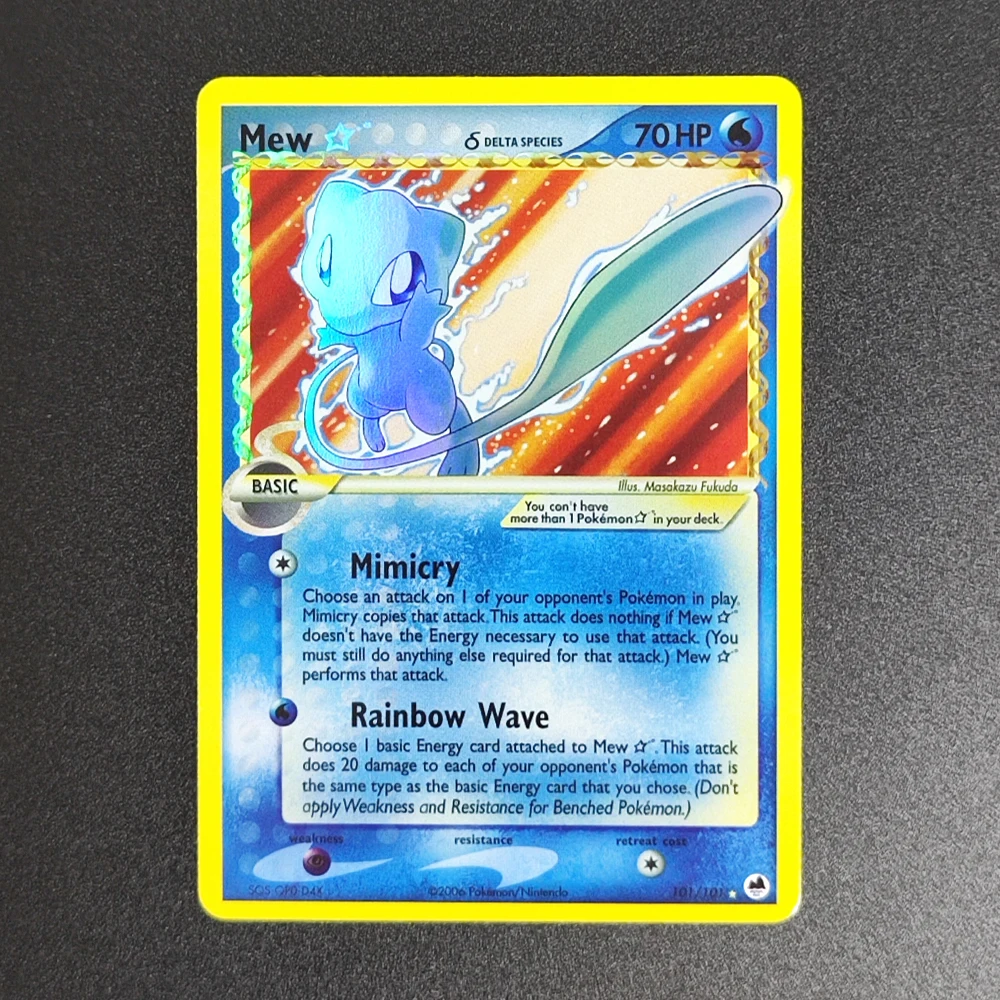 

Самодельная прокси PTCG English Mew Gold Star Delta Species # Коллекция хобби «Дракон Раontiers» 101, флэш-карта, игрушка в подарок