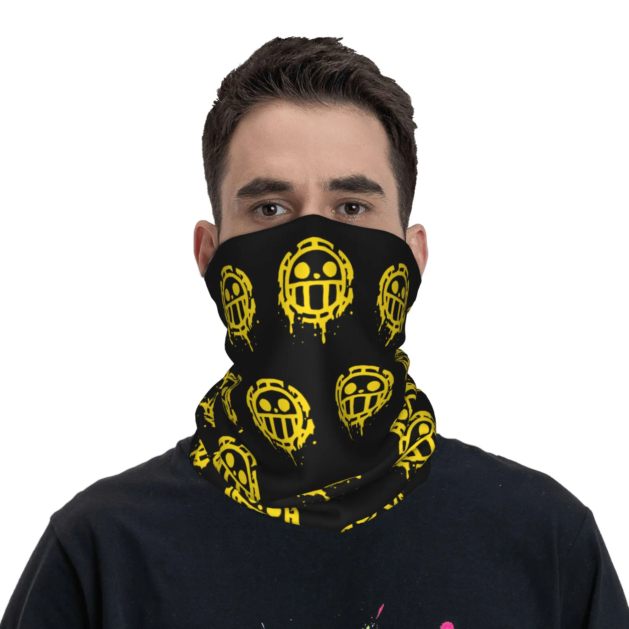 Manga una pieza cuello polaina hombres mujeres a prueba de viento invierno corazón piratas Trafalgar Law Bandana bufanda para esquí