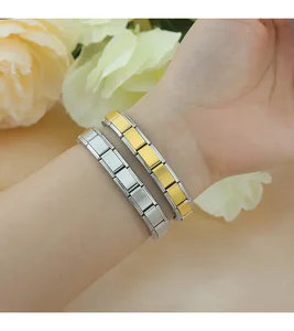 ファッションステンレス鋼の弾性イタリアリンクチャームブレスレット9mm幅シンプルデザインバングル女性女性diyジュエリーを作る 8ベストセールスイタリアのステンレススチールジュエリー-8