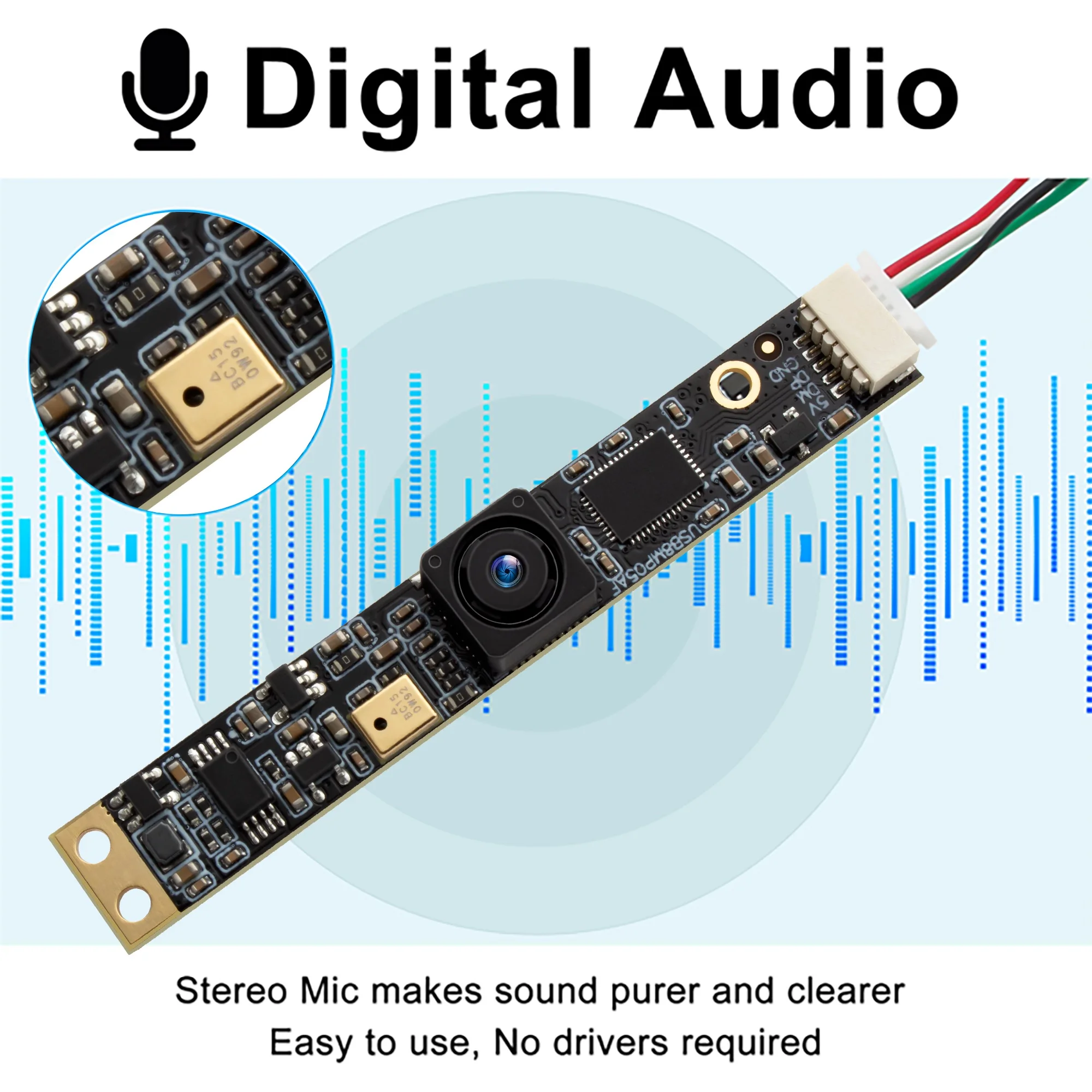 

8-мегапиксельный мини-USB-модуль камеры с микрофоном для видеозвонков и конференций, 4K Lightburn веб-камера для Raspberry Pi и ноутбуков