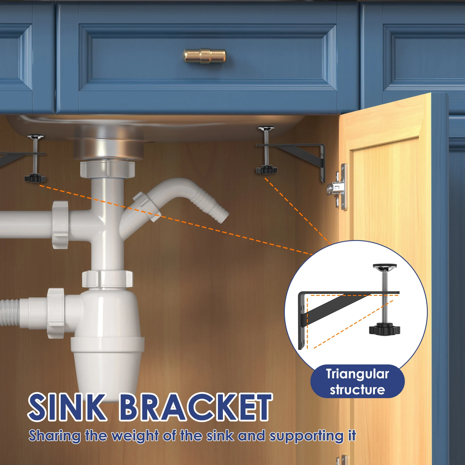 Immagine 3: 4 staffe per lavello sottopiano, supporto per lavello, kit di riparazione per lavello sottopiano per cucina, staffe per lavello sottopiano per armadio stretto