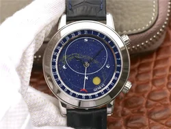 Top quality men's watches with sun moon and stars  6102P-001 Starry Sky with size 44mm and Leather Strap