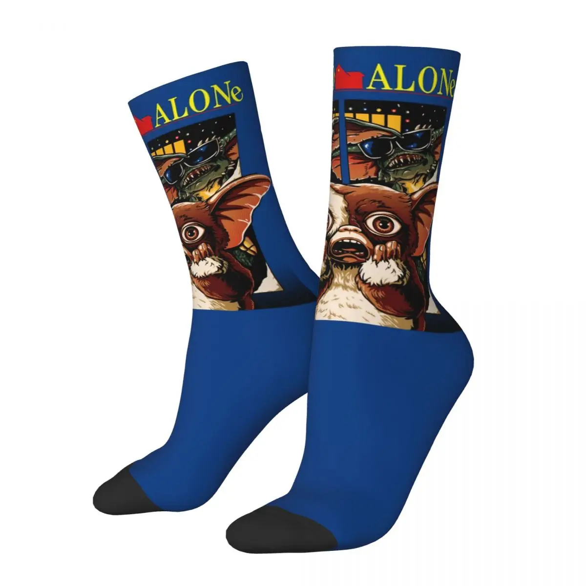 Chaussettes Gizmo Alone Print Crew Merch, Chaussettes Gremlin chaudes, Chaussettes non aldes, Design coloré, Cadeau d'Halloween, Printemps, Automne, Hiver