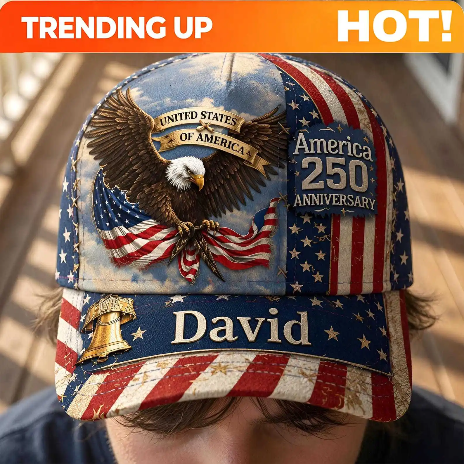 Personalized America Patriotic 250th Anniversary Baseball Cap, USA 250 Celebration Baseball Cap