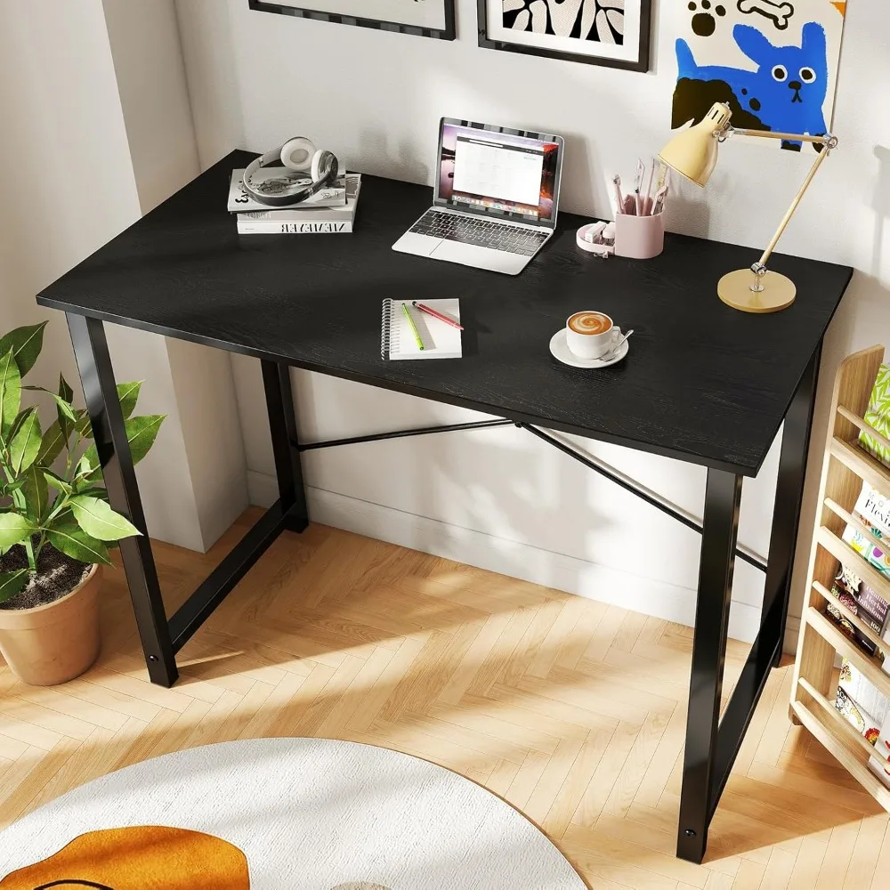 40 Inch Modern Computer Desk with X-Brace Support, Waterproof Surface, Easy Assembly for Home Office Study