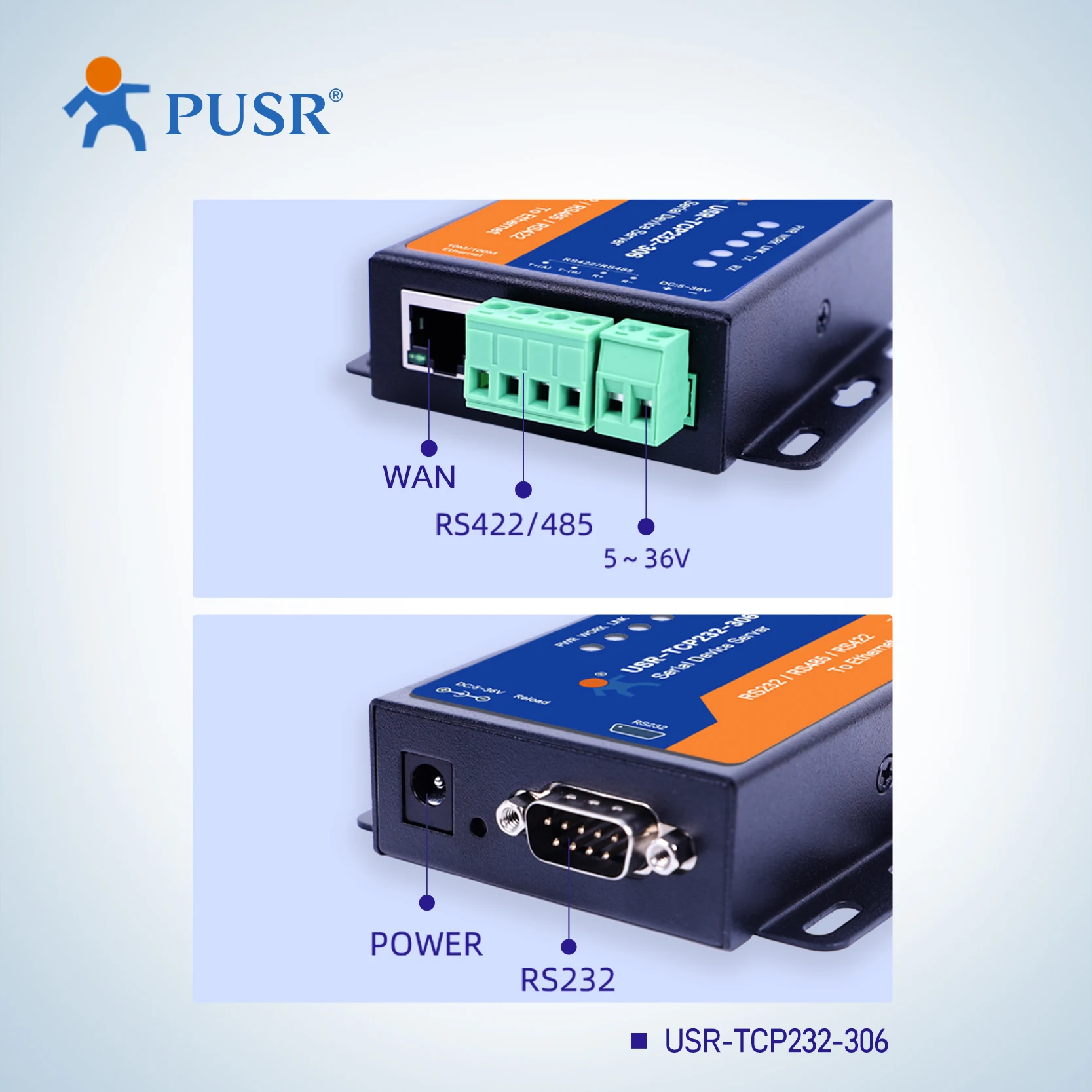USR-TCP232-306 Modbus RS485 to TCP RS485 Converter Serial to Ethernet Server RS232 RS485 RS422