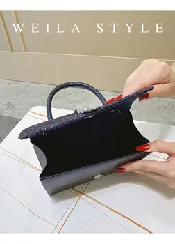 閃亮水鑽晚餐包,帶手柄,優雅皇家藍手拿包,適合婚禮、派對、晚宴、宴會等場合。 6 最佳銷售 藍色手拿包 - №6