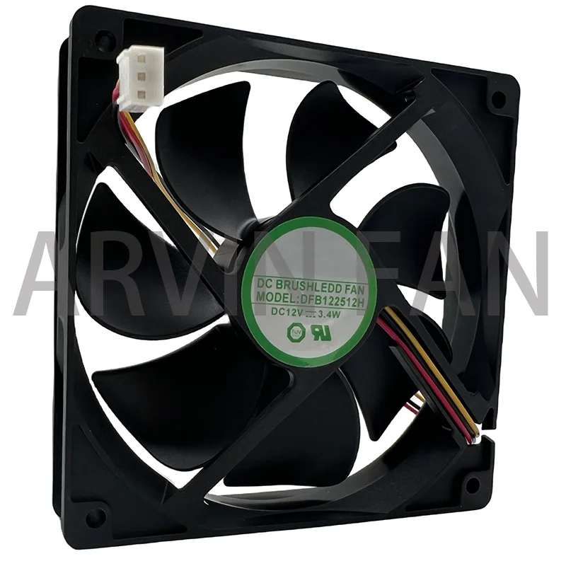 DFB122512H 12cm 120mm Fan 120x120x25mm DC12V 3.4w 3 Wires, Double Ball Bearings, Cooling Fan For Chassis Power Supply CPU