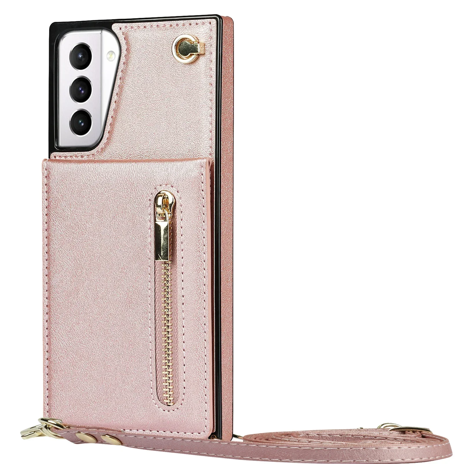Portemonnee-hoesje met rits voor Samsung Galaxy S21 S23 FE S22 S24 S25 S26 Plus Note 20 Ultra, met kaarthouder, koord en crossbody leren hoes