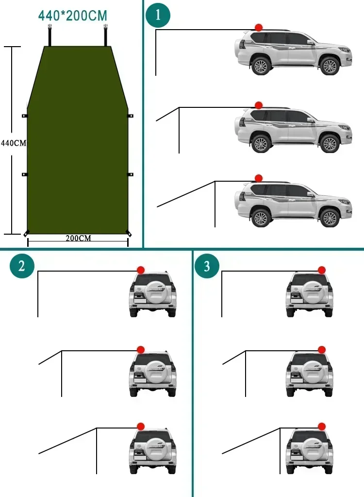 Imagem -04 - Abrigo de Carro Portátil Sombra Acampamento Lado Telhado do Carro Tenda Anti-uv Pára-sol à Prova Impermeável Água Toldo Chuva Dossel para Suv Jeep