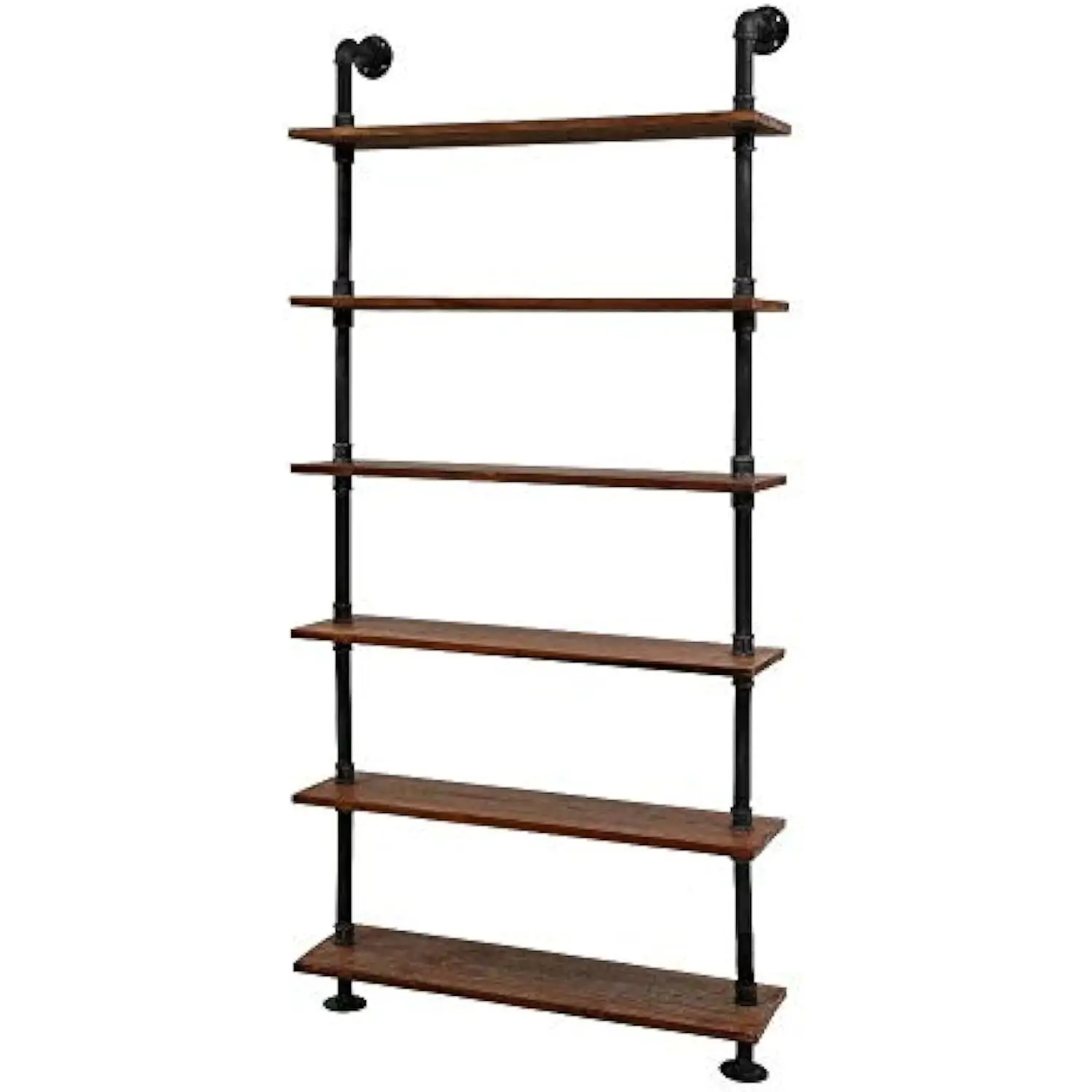 

Industrial Pipe Bookshelf, 6 Layer Rustic Modern Wood Ladder Shelf with Metal Frame, Home Decor, Display Shelving, Retro Float