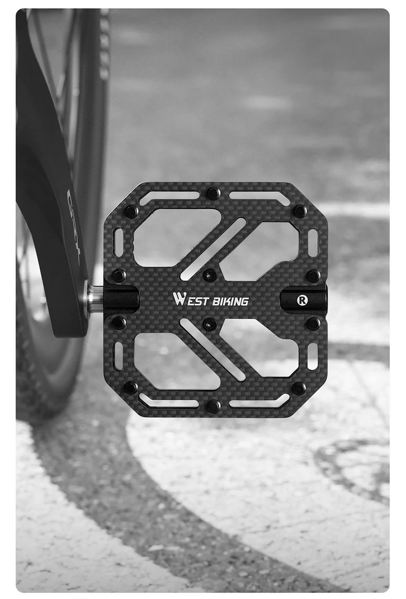 WEST BIKING Carbonfaser-Fahrradpedale 3 Gedichtete Lager Titan-Achse Rutschfeste MTB Rennrad Leichtgewichtige Pedale Fahrradteile – Detail 13