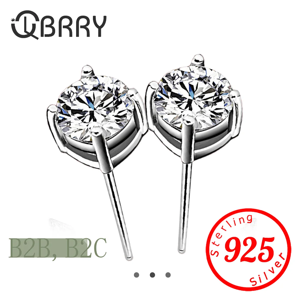 

Zircon With Certificate Original 925 Silver Stud Earrings Four Claws Natural Zirconia Earrings Gemstone Earring Brincos